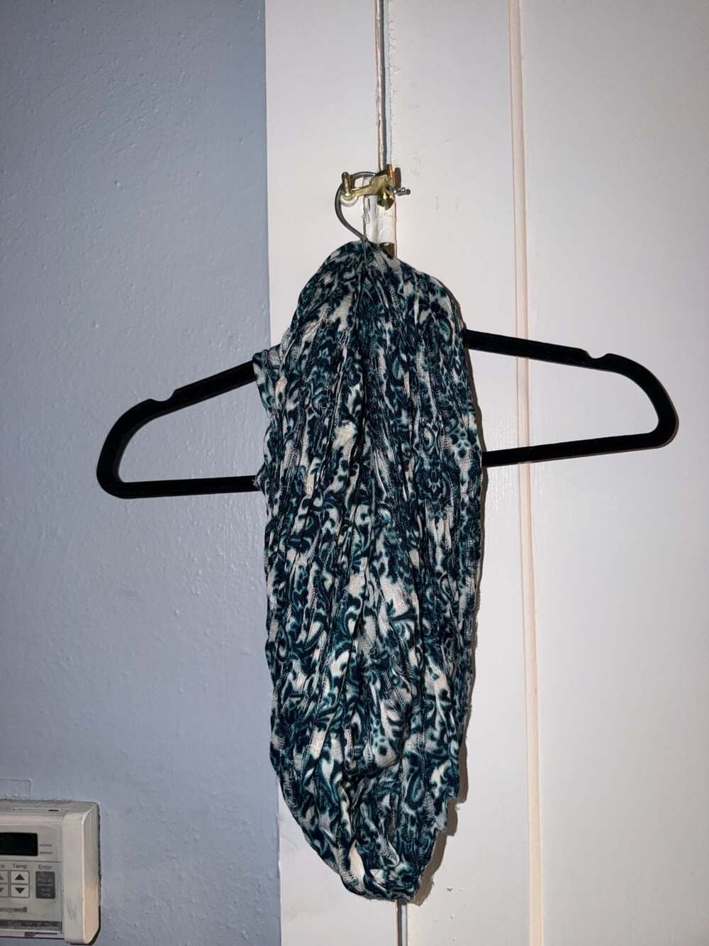 Charming Charlie Teal and White Paisley Print Infinity Scarf